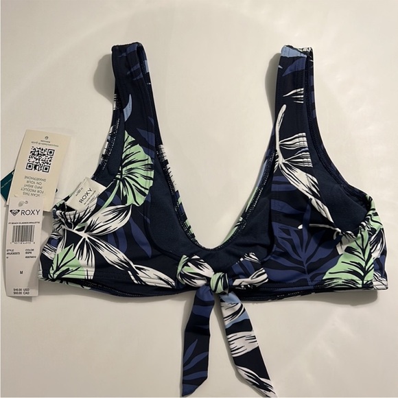 Roxy Medium Top Bikini PT Beach Classics Bralette Mood Indigo Seaside Tropic NWT - Picture 6 of 12